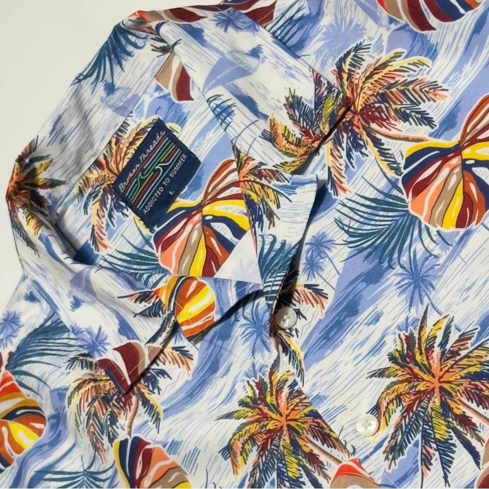 Broken Threads Mens Blue‎ Tropical Casual Shirt Size L Excellent